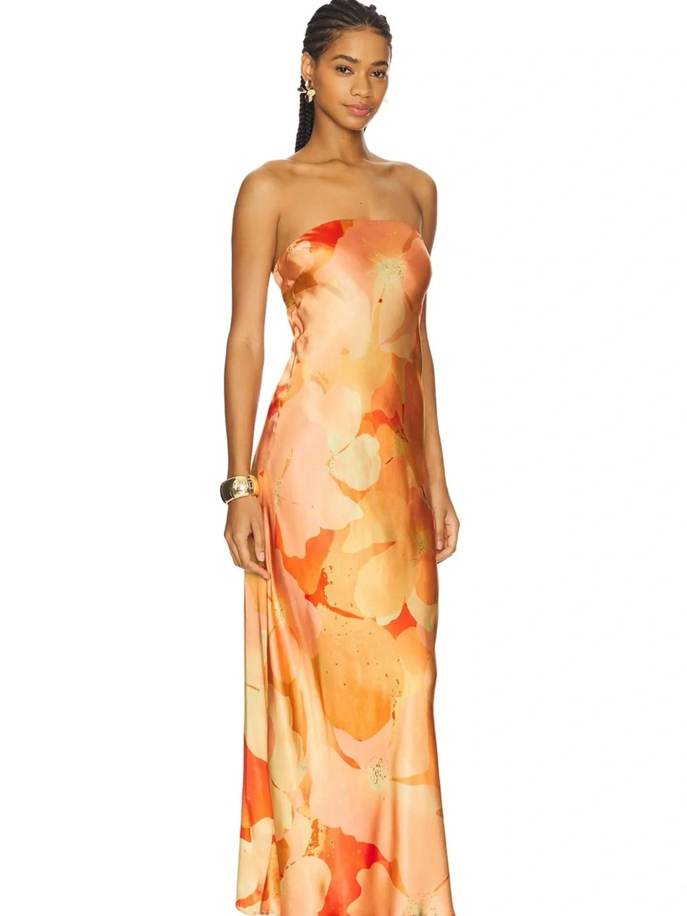 l*space Orange & Red Watercolor Bias dress - Picture 2 of 2